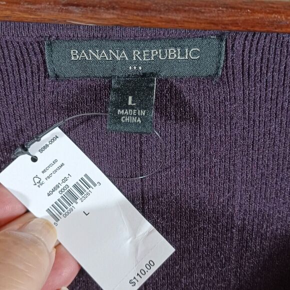 NWT Banana Republic Purple Wide Ribbed Knit Long Sleeve Slit  Sweater Dress Sz L - Picture 6 of 8